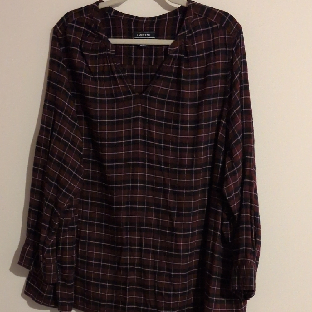 Lands' End Black and Red Sailor Collar Boxy Blouse